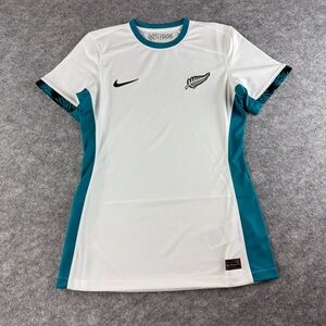 NIKE NEW ZEALAND DRI FIT SOCCER JERSEY WOMENS SIZE SMALL WHITE/TEAL DR3758-100